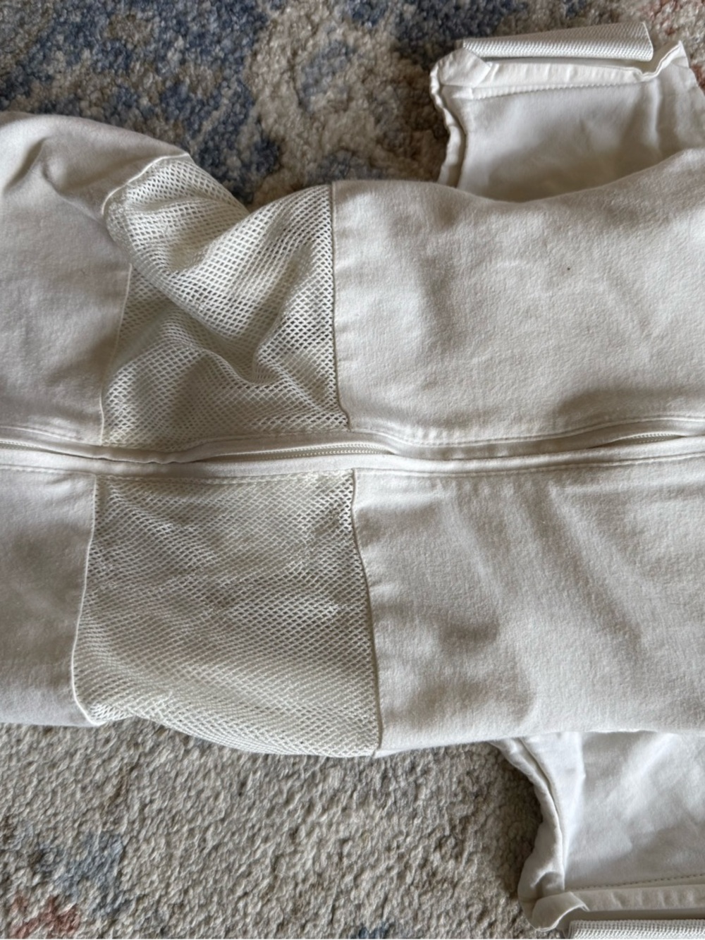Kids White Mesh Panel Zip-Up Hoodie for Snoo Bassinet